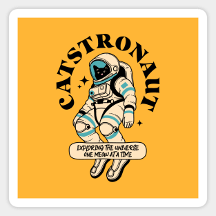 Astronaut Black Cat in yellow Magnet